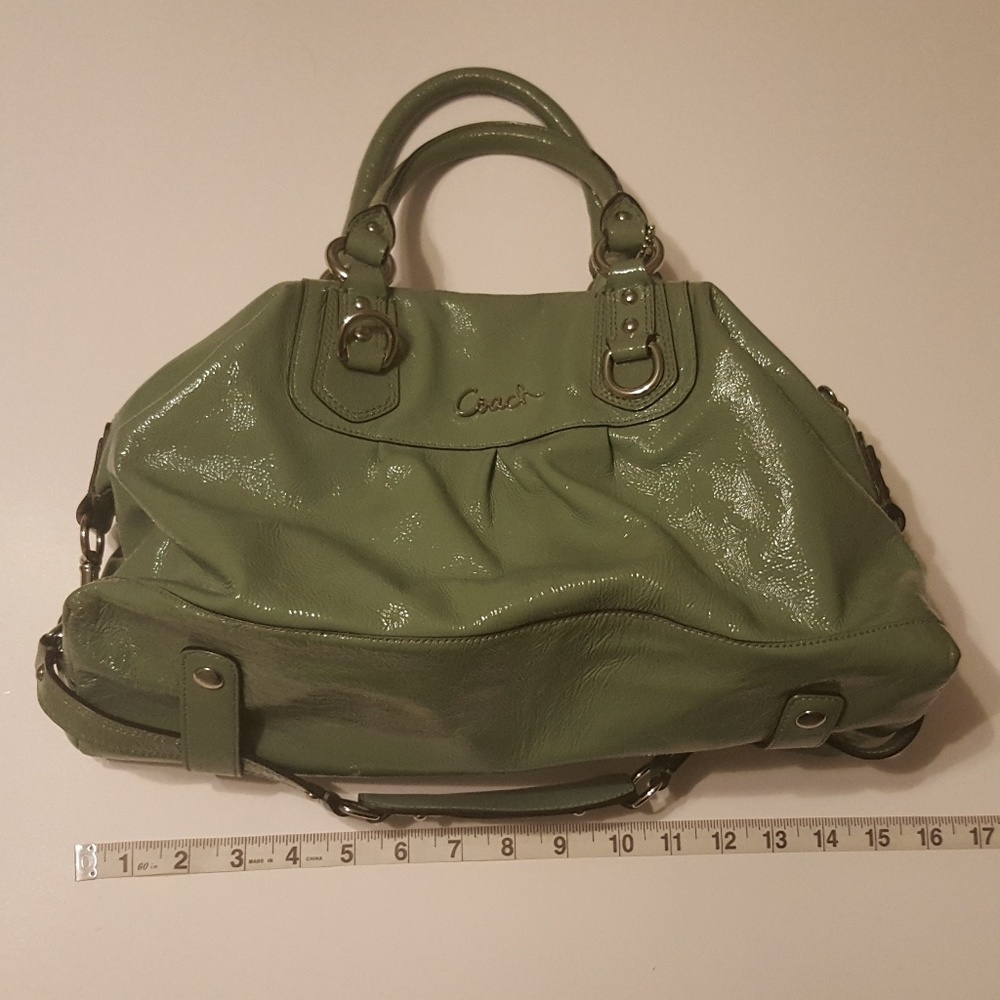 Coach "Ashley" green patent leather purse